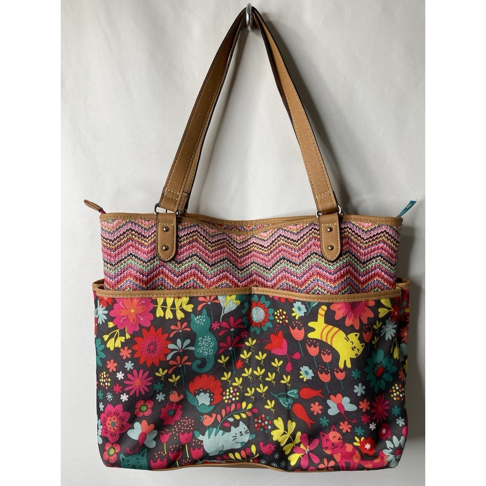 Lilly Bloom Womens Purse Crazy Cat Lady Maximalist Floral Fun Kitties Birds Glam